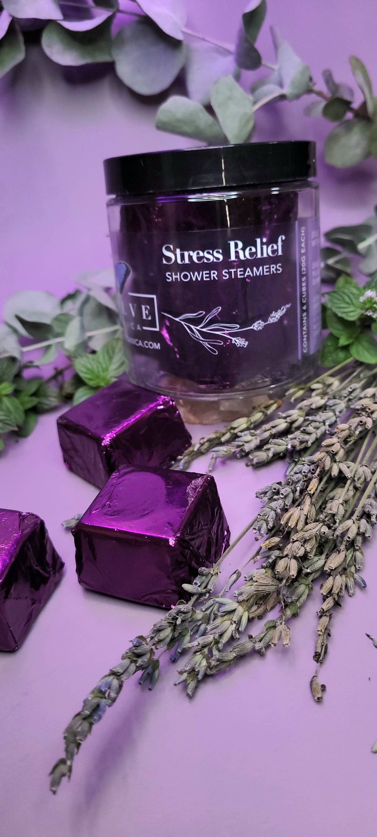 Shower Steamers - Stress Relief (Lavender Mint) (6perJar) by Evolve Botanica