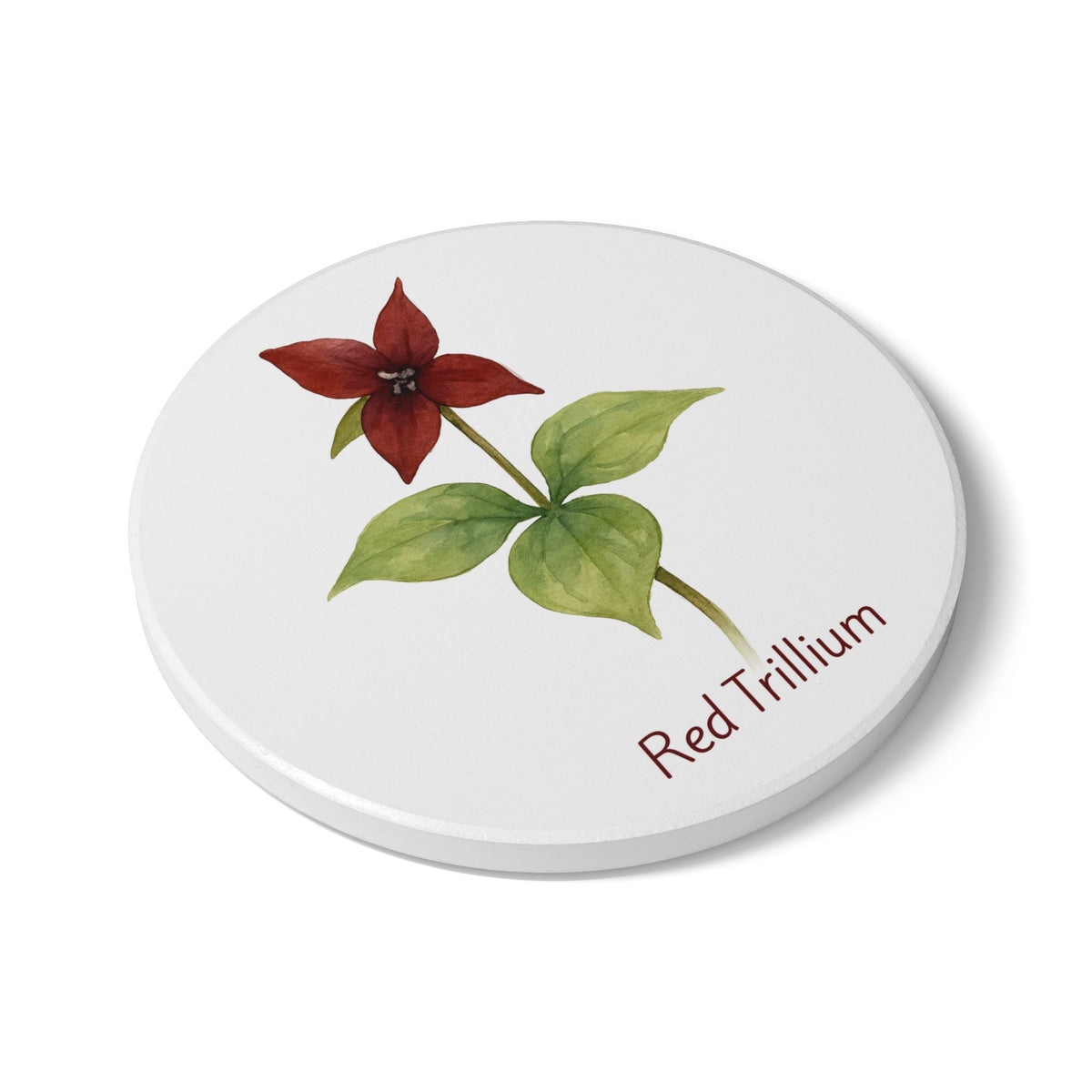 Red Trillium Art Coaster by Printify