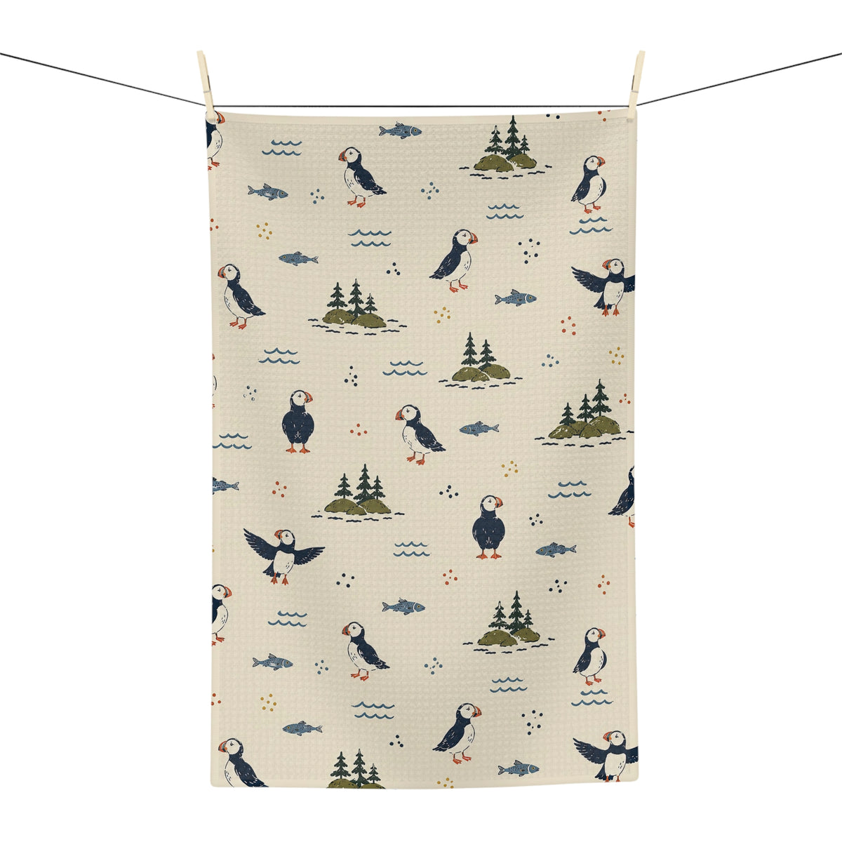 Puffin Maine Microfiber Tea Towel — Coastal Bird Kitchen Towel by Maine Pottery Co.