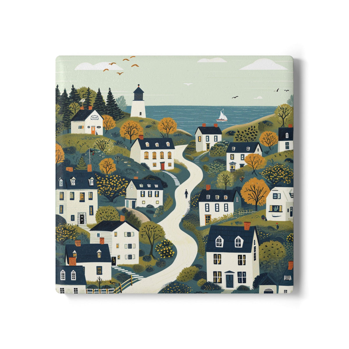 The Maine Town Ceramic Art Coaster by Printify