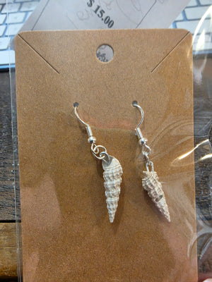 Cream snail shell earrings by Tonya Arnold