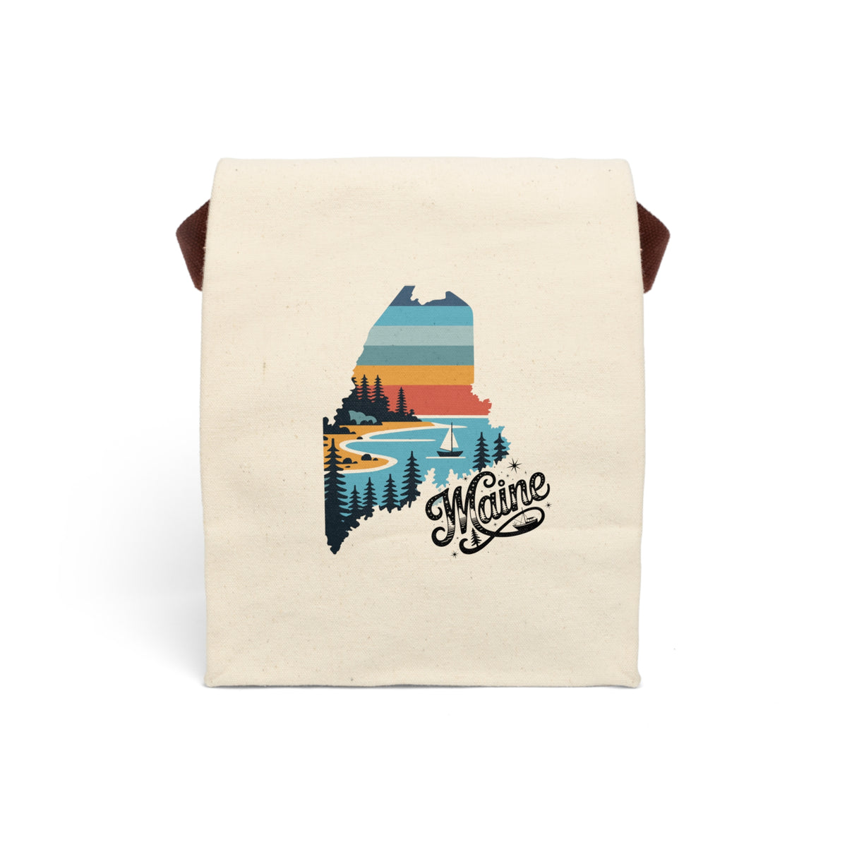 Maine State Retro Canvas Lunch Bag by Printify