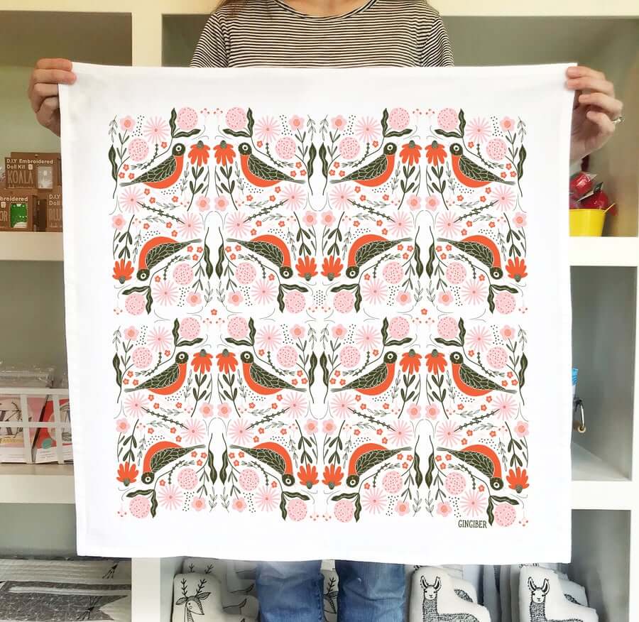 Robin Tea Towel by Gingiber