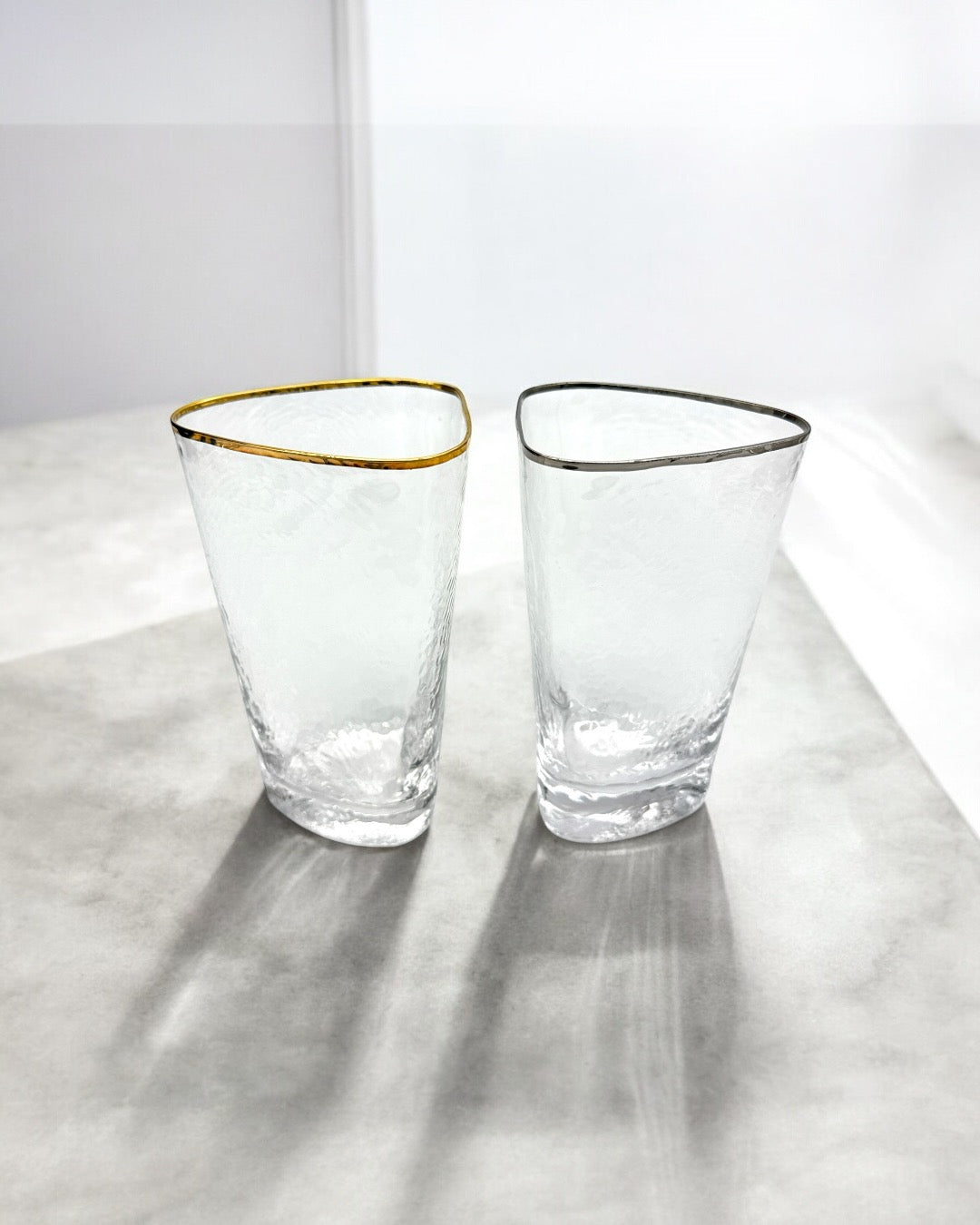 Triangular Highball Gold & Silver Rim Glass by Zodax