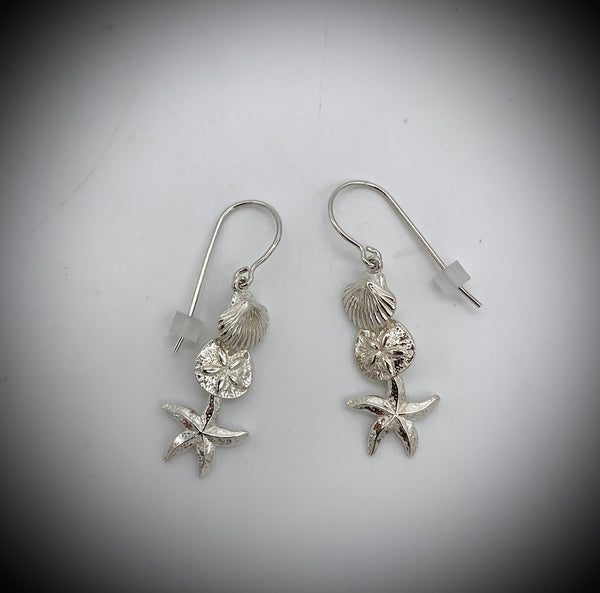 Scallop, Sand Dollar and Starfish Earrings Jewelry by Edgecomb Potters