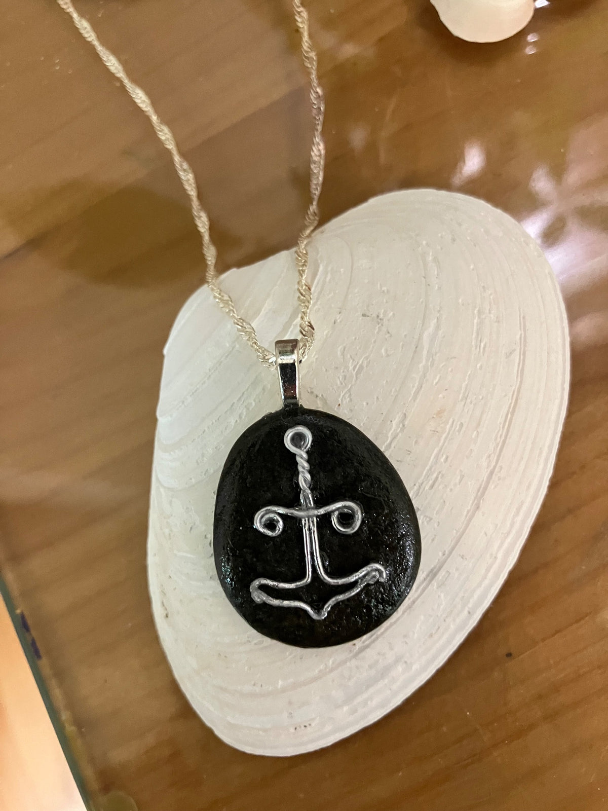 Anchor wire on stone neckkace by Tonya Arnold