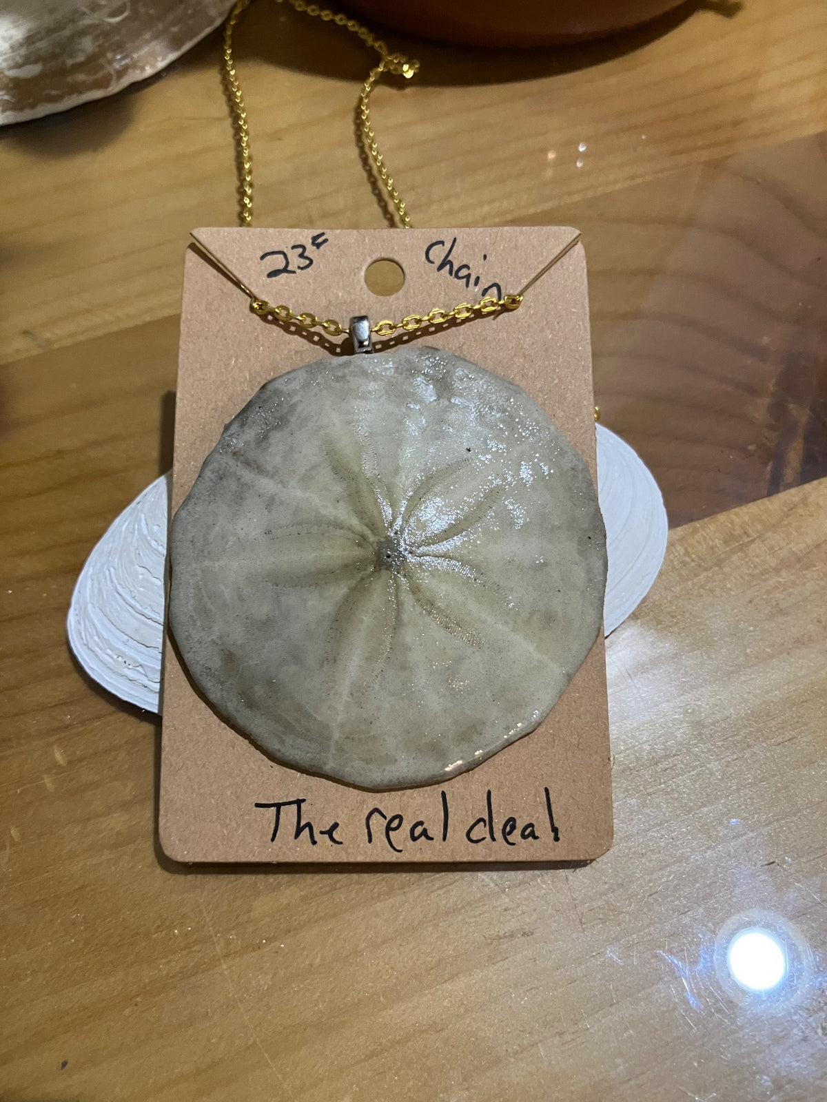 Sand dollar long necklace-lg by Tonya Arnold