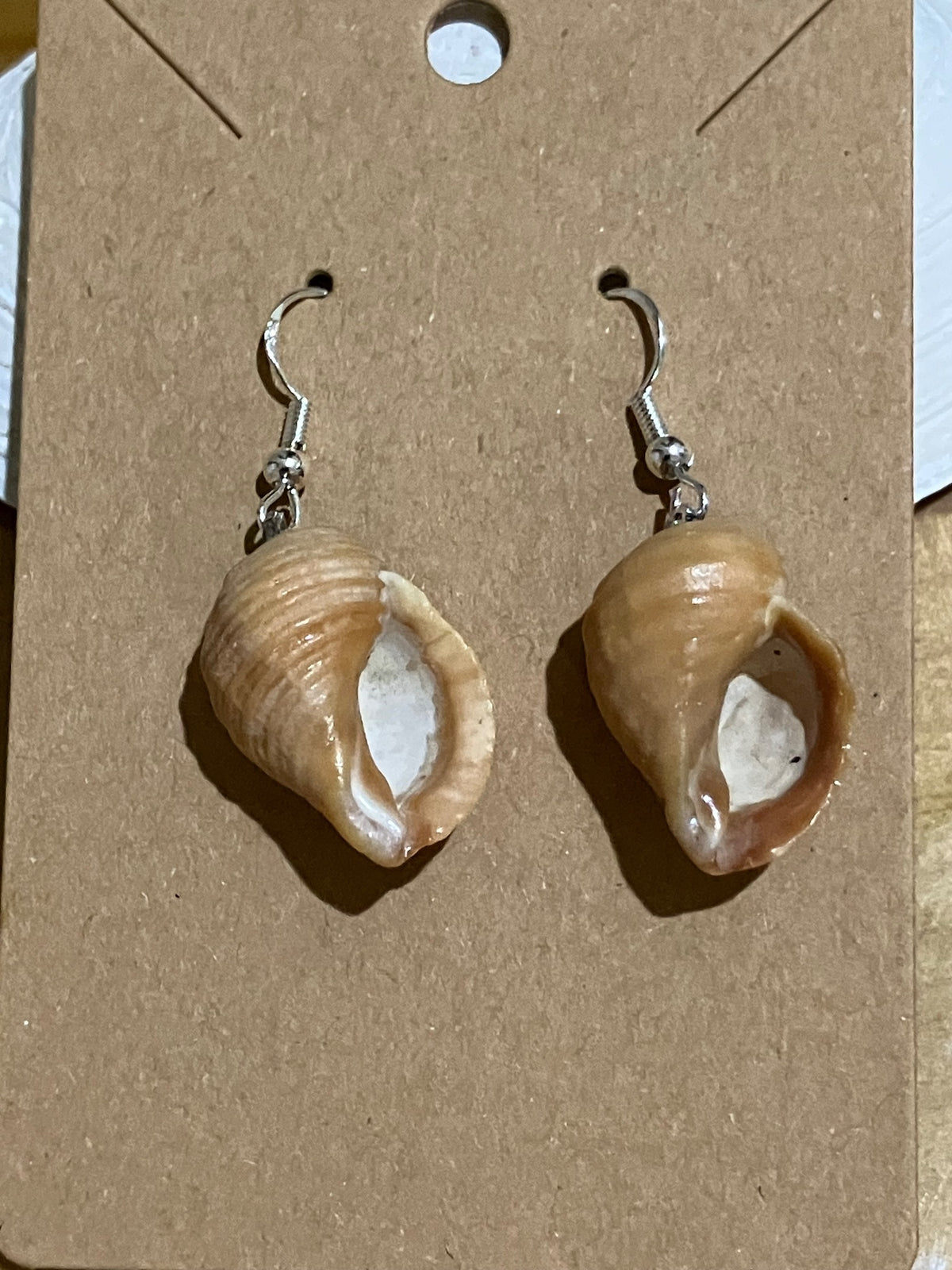 Earrings Lg orange snail by Tonya Arnold