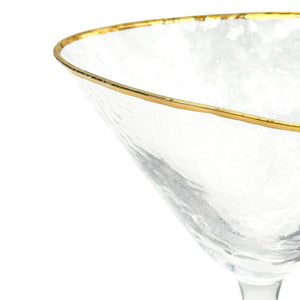 Triangular Gold & Silver Rim Martini Glass by Zodax