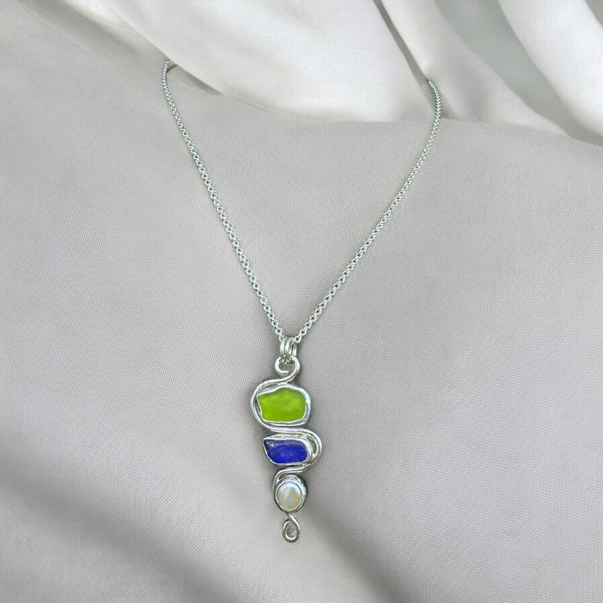 Sea Glass Pearl Necklace by Morgan McGeehan Designs