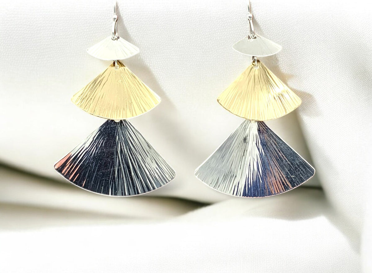 Triple Fan Glider Earrings by Sausalito Precious Metals Inc.