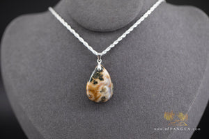 Ocean Jasper Teardrop Pendant - with Italian Sterling Silver chain by Joe Foster
