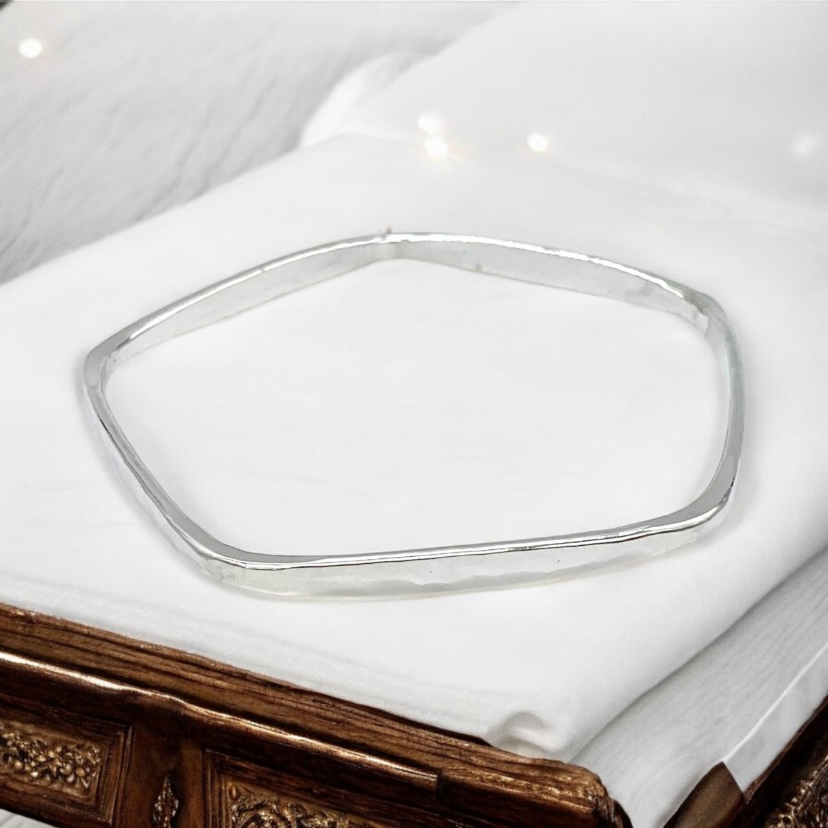 Pentagon Hammered SS Bangle by Sausalito Precious Metals Inc.