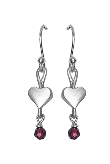 Sweetheart with Garnet Earrings by Betsy Frost Design