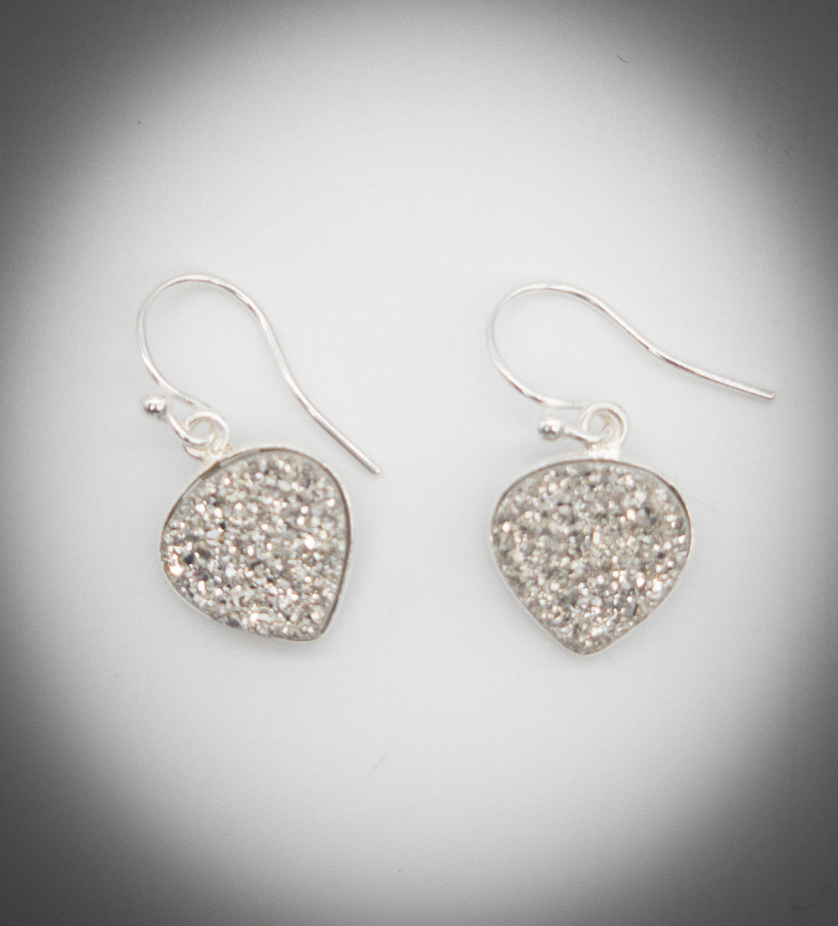 Sparkly Silver Druzy Earrings Jewelry by Edgecomb Potters