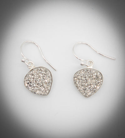 Sparkly Silver Druzy Earrings Jewelry by Edgecomb Potters