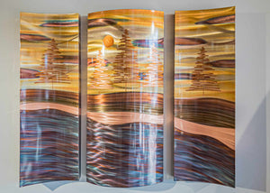 North Shore Lake 26x36 Triptych by Copper Elements