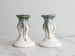 Candlesticks Short, pair Pottery by Edgecomb Potters