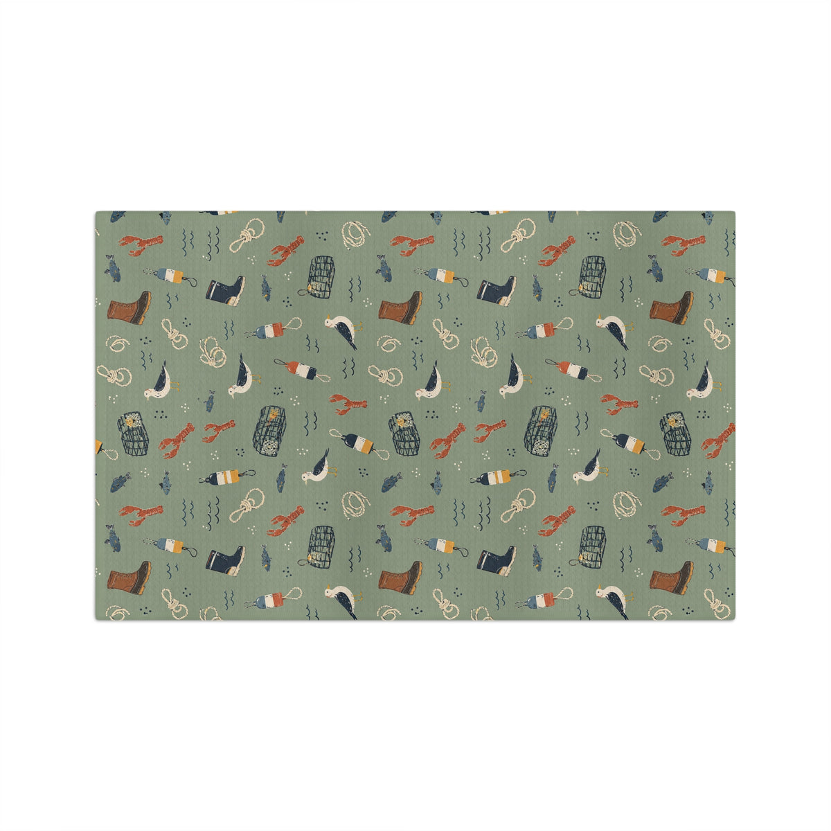 Maine Lobster & Boot Microfiber Tea Towel — Coastal Kitchen Decor by Maine Pottery Co.