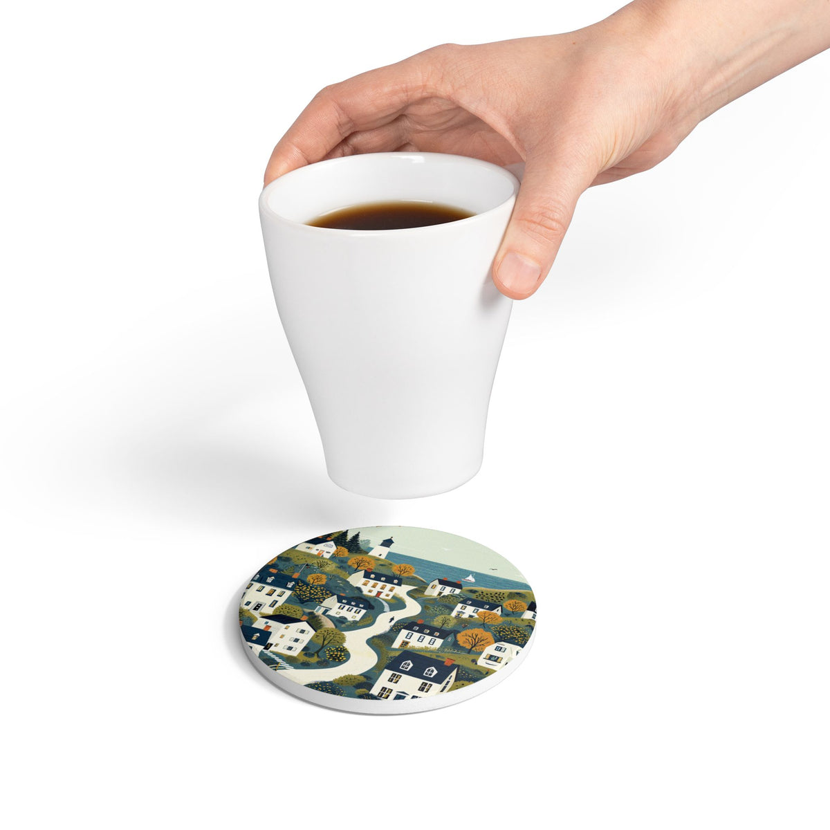 The Maine Town Ceramic Art Coaster by Printify