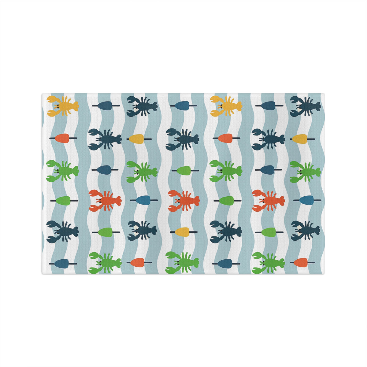 Colorful Lobster & Buoy Wave Microfiber Tea Towel by Maine Pottery Co.