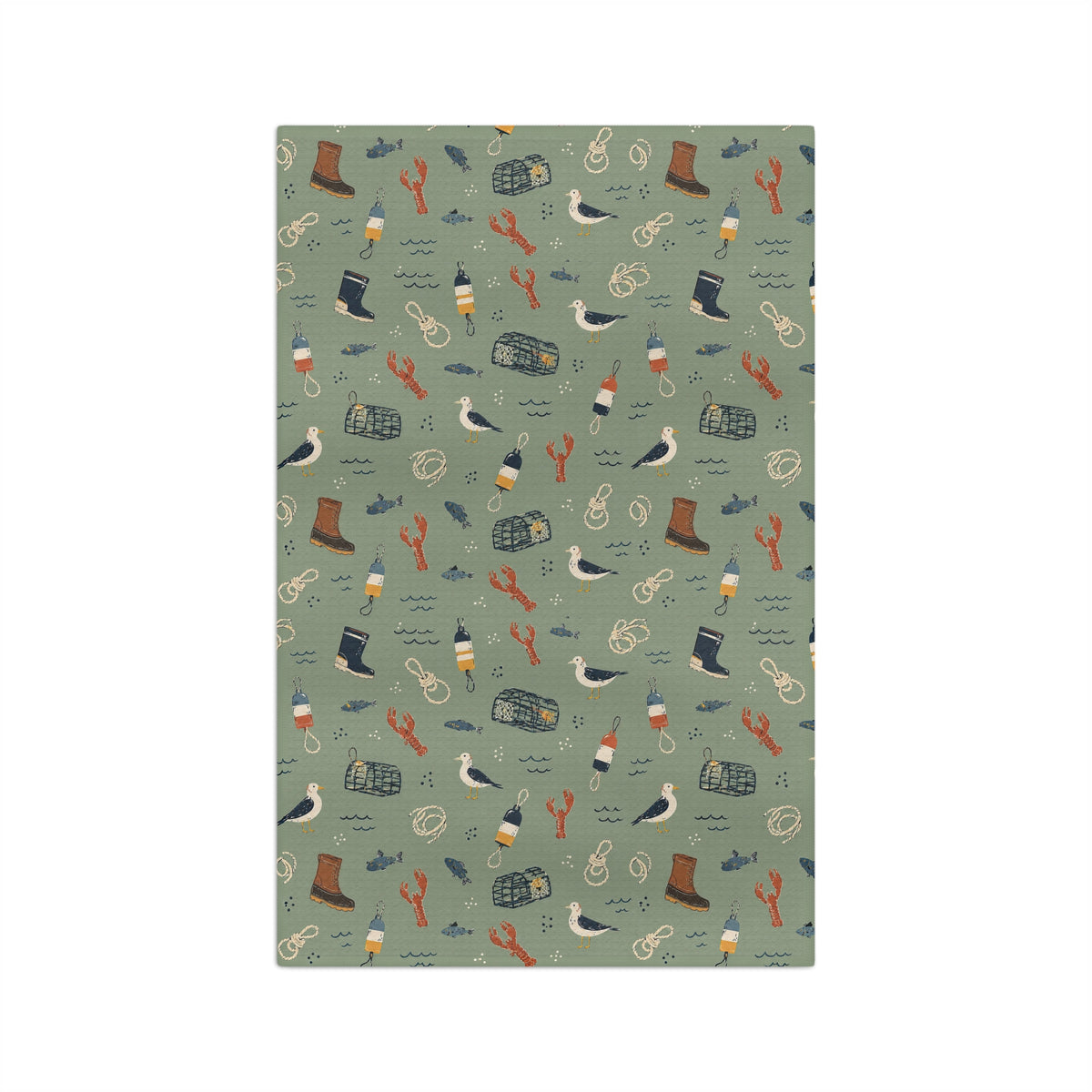 Maine Lobster & Boot Microfiber Tea Towel — Coastal Kitchen Decor by Maine Pottery Co.