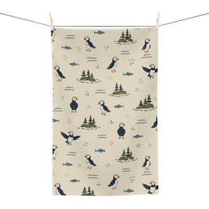 Puffin Maine Microfiber Tea Towel — Coastal Bird Kitchen Towel by Maine Pottery Co.
