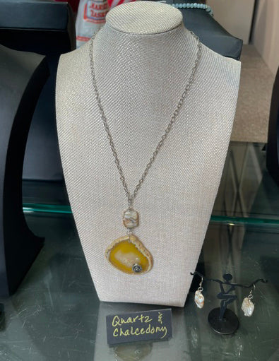 Quartz & Chalcedony Pendant Necklace by Bill Stonebreaker