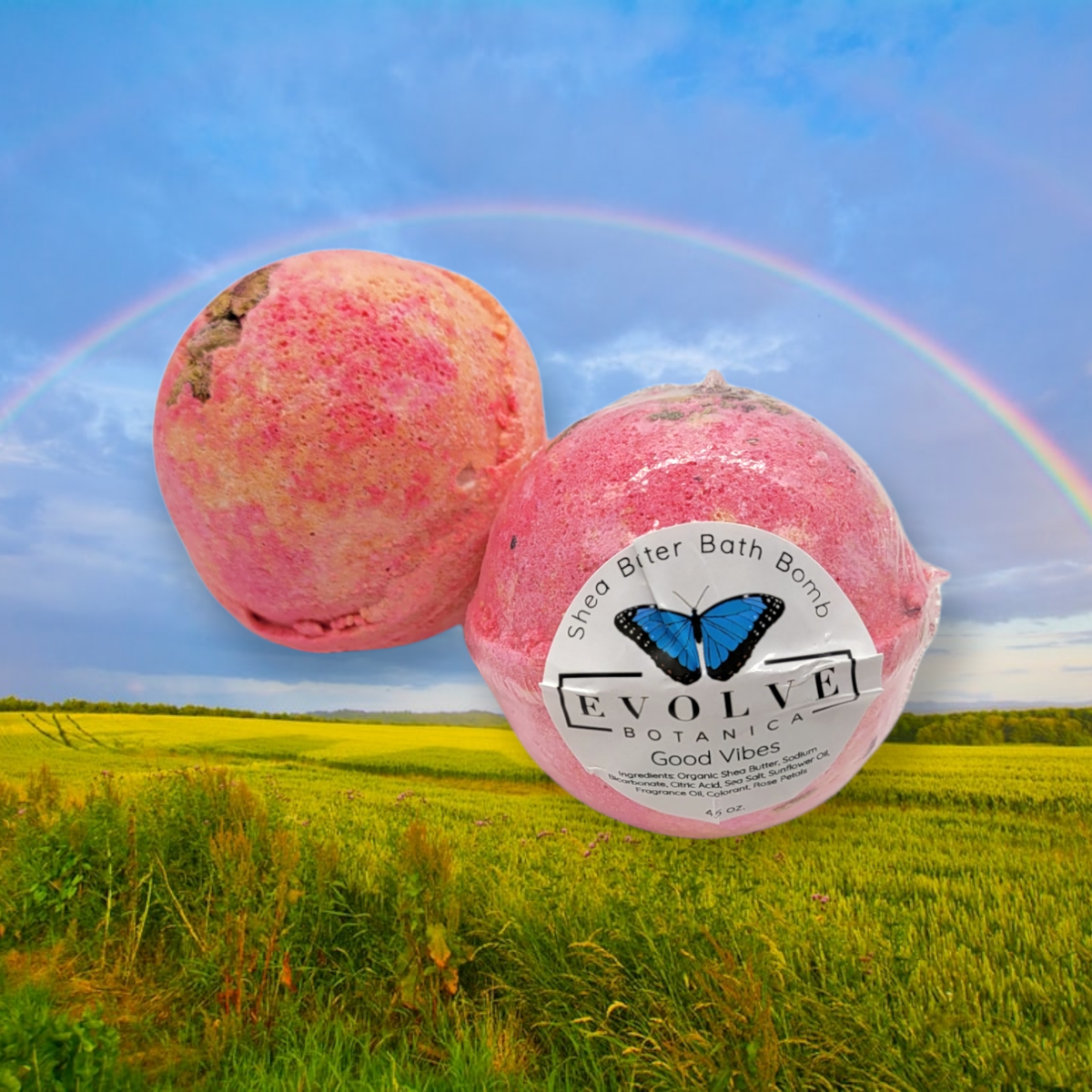 Natural Bath Bomb handmade - Good Vibes - by Evolve Botanica