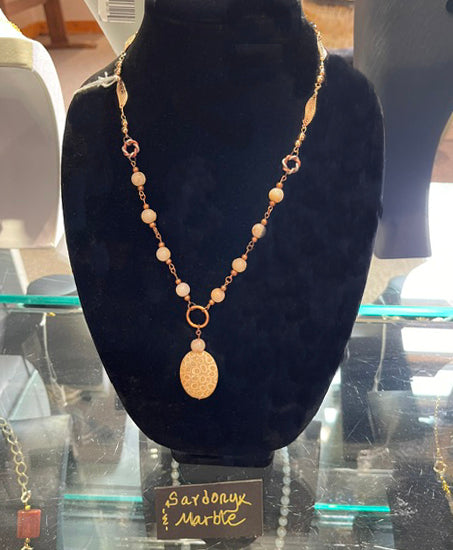Sardonyx & Marble Pendant Necklace by Bill Stonebreaker