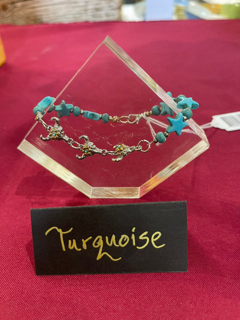 Turquoise Starfish & Lobster Bracelet by Bill Stonebreaker