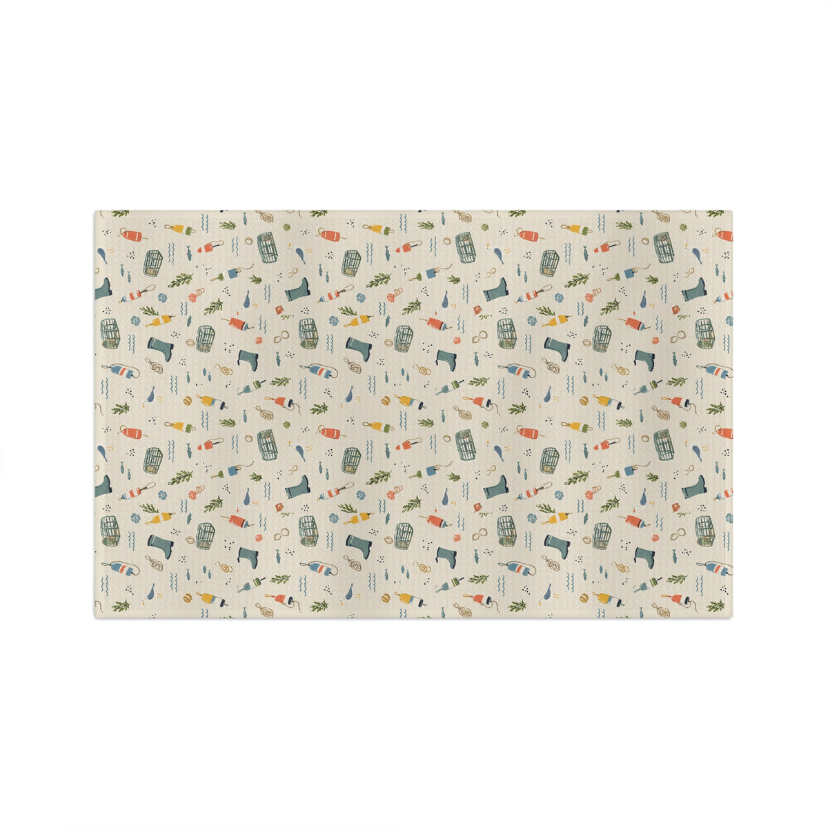 Coastal Harbor Tea Towel — Maine Dockside Kitchen Microfiber by Maine Pottery Co.