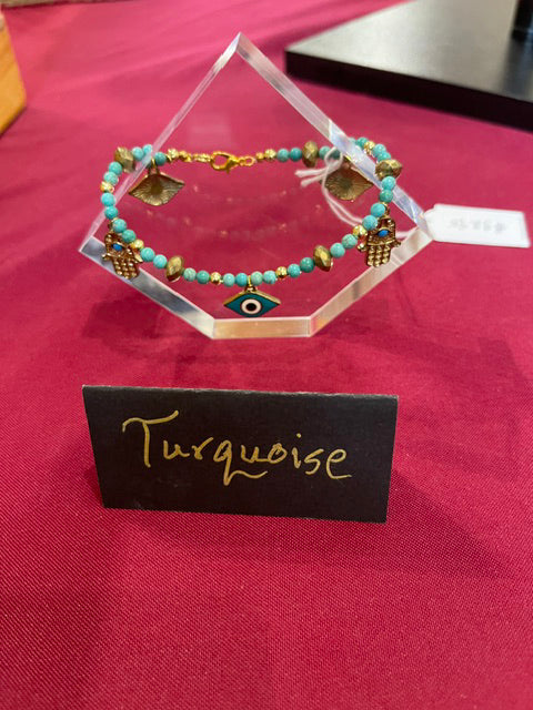 Turquoise Hamsa Bracelet by Bill Stonebreaker