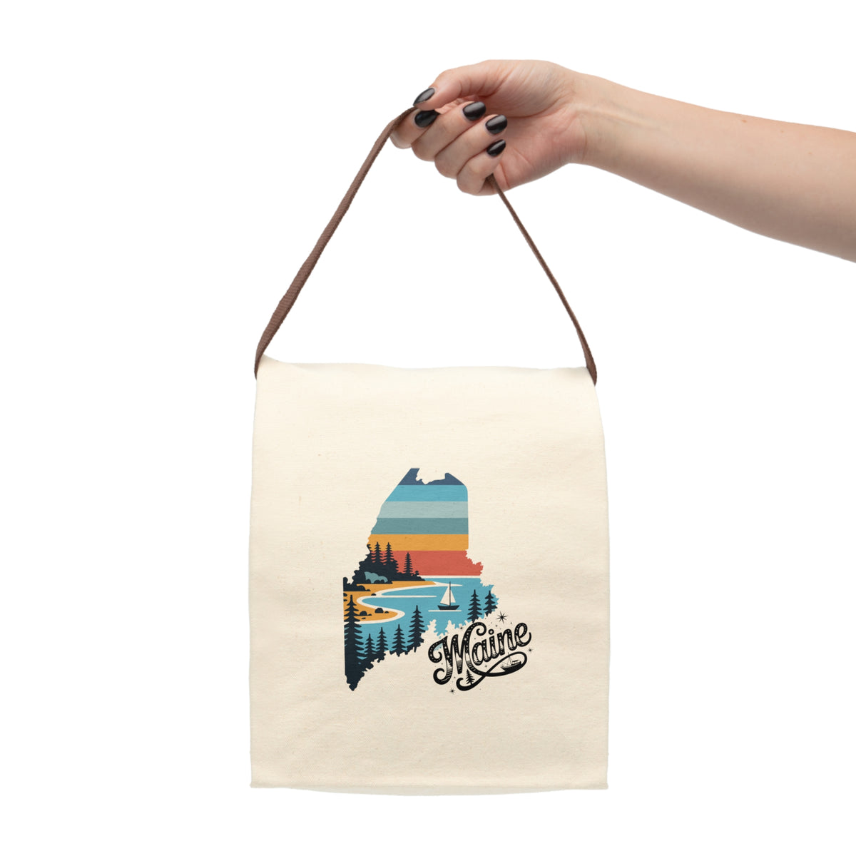 Maine State Retro Canvas Lunch Bag by Printify