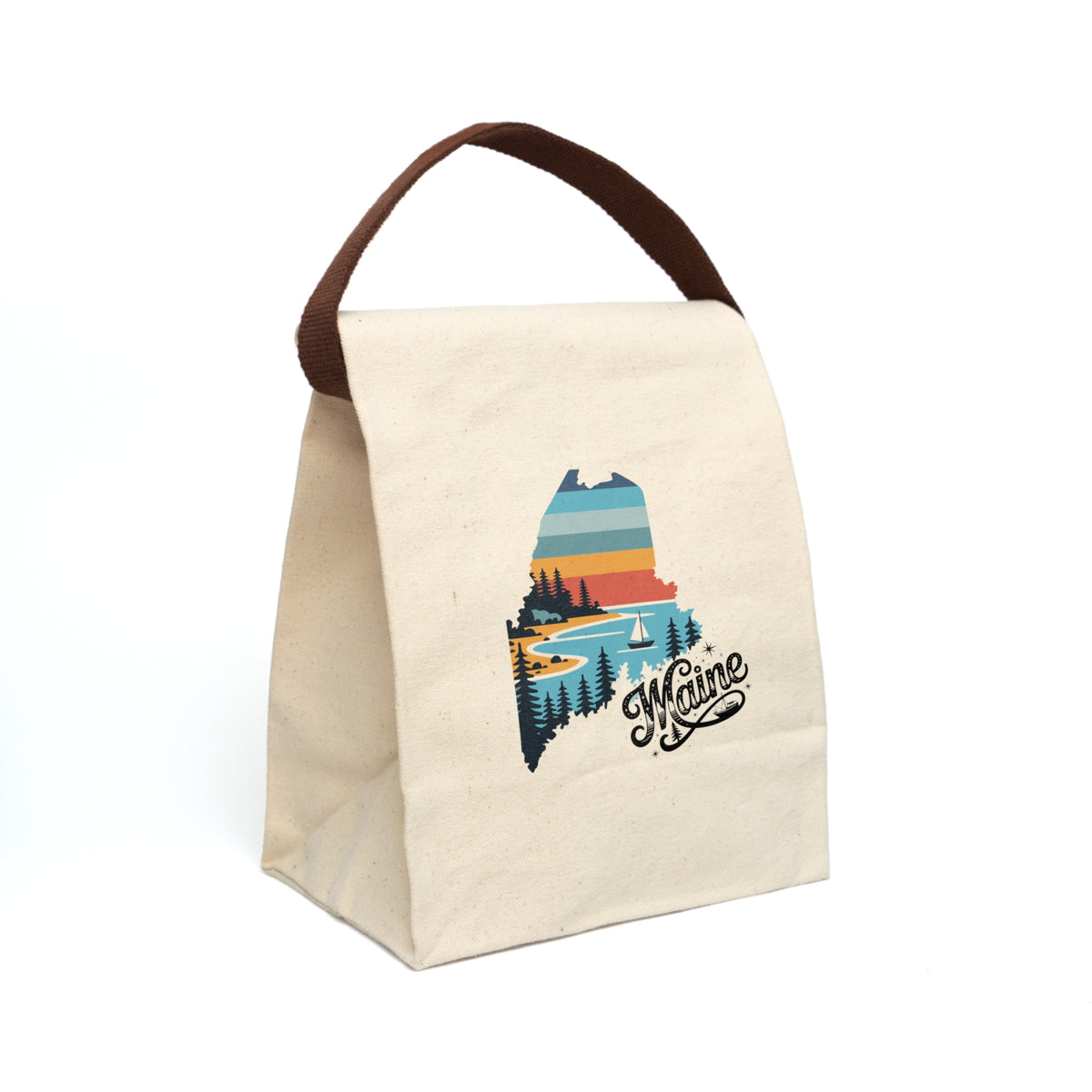 Maine State Retro Canvas Lunch Bag by Printify