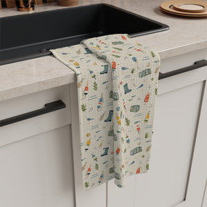 Coastal Harbor Tea Towel — Maine Dockside Kitchen Microfiber by Maine Pottery Co.