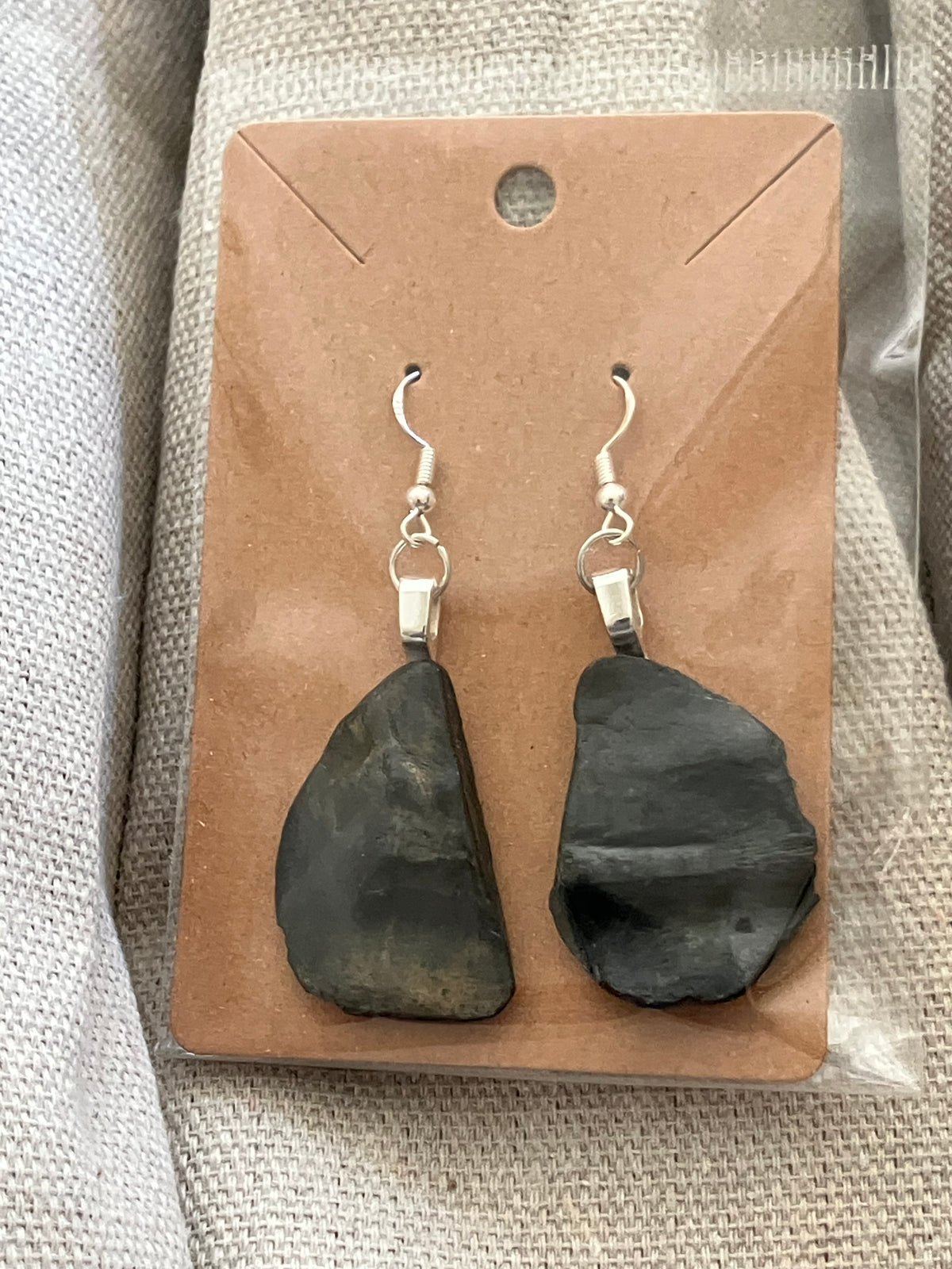 Black irridecent wavy earrings by Tonya Arnold