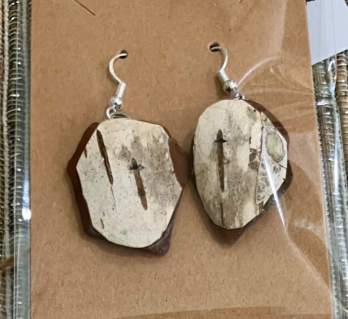 Birch on sea glass earrings by Tonya Arnold