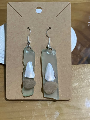 Sailing earrings pale green seaglass by Tonya Arnold