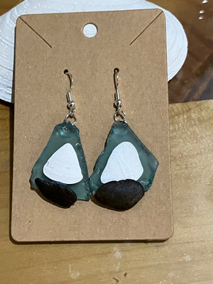 Sailing earrings pale green seaglass by Tonya Arnold