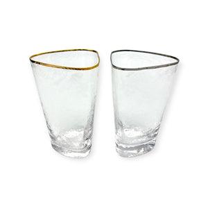 Triangular Highball Gold & Silver Rim Glass by Zodax