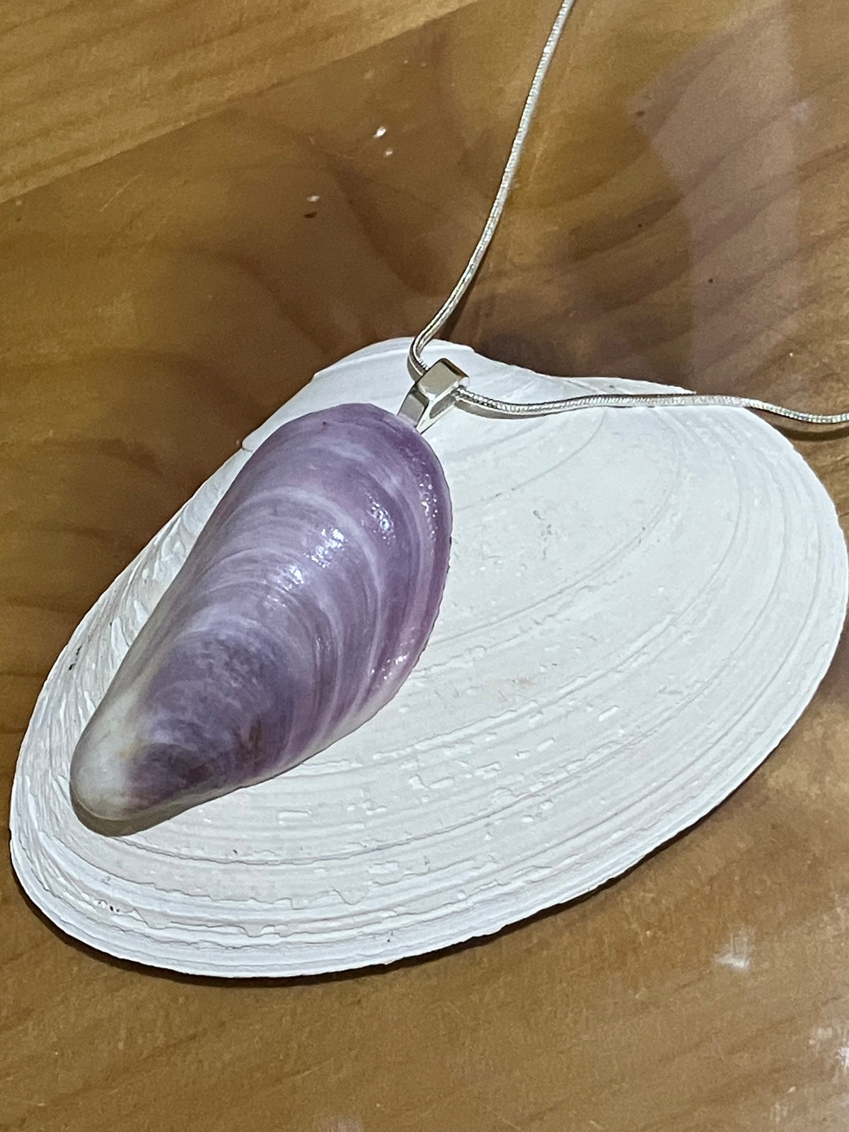 Necklace - lavender mussel by Tonya Arnold