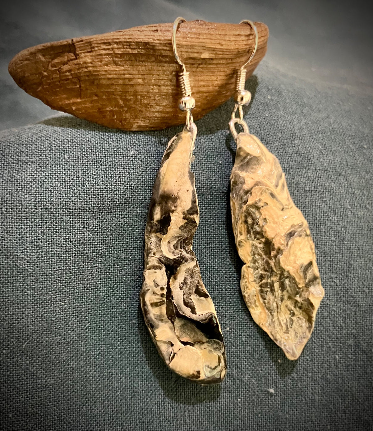 Earrings- oyster shell pieces by Tonya Arnold