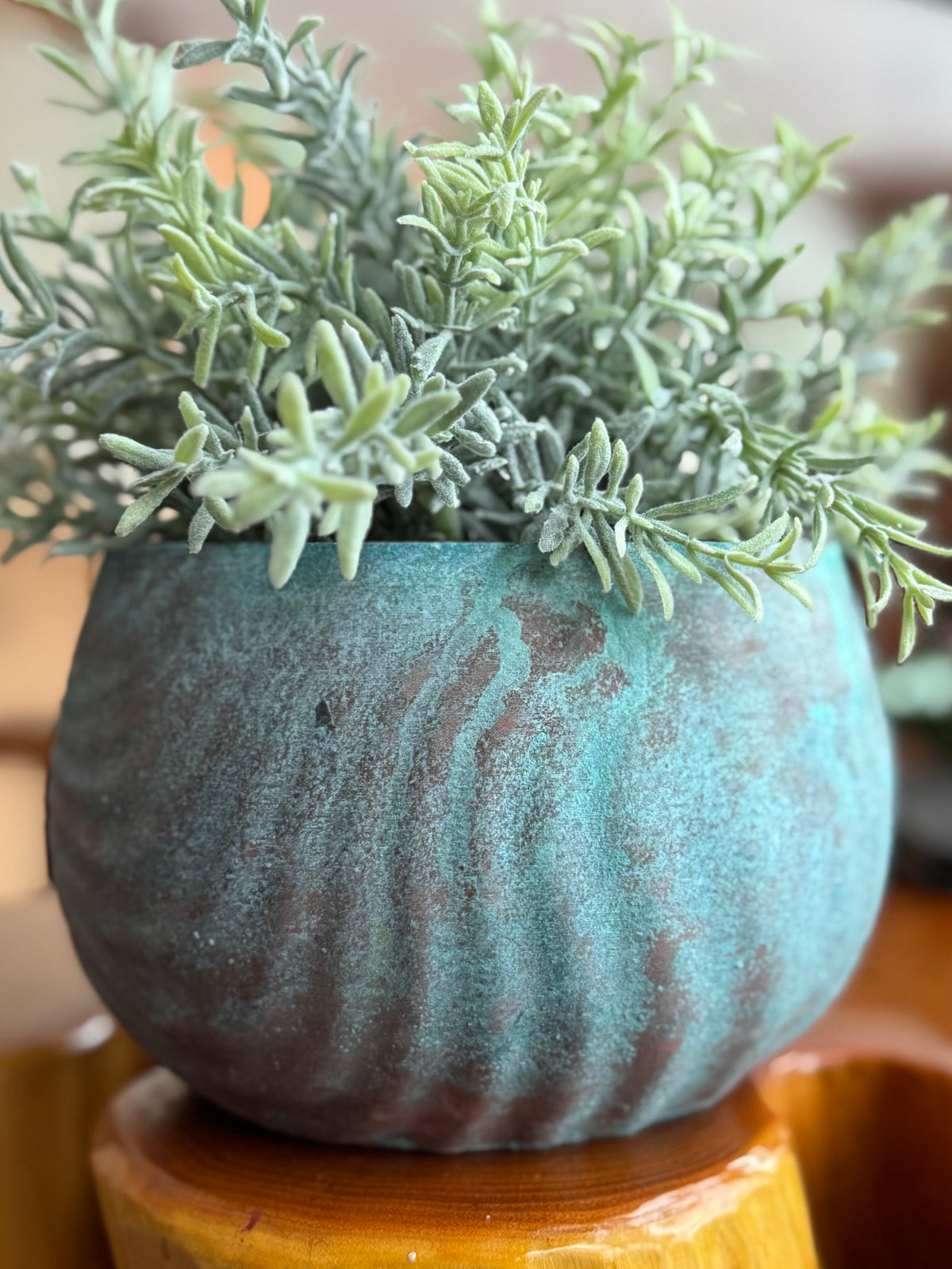 Copper Patina Self-Watering Planter (Coastal Texture Series) — Made in Maine, USA by This Rad Life