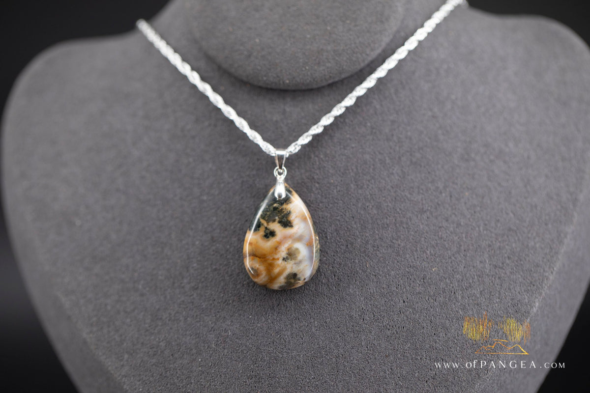 Ocean Jasper Teardrop Pendant - with Italian Sterling Silver chain by Joe Foster