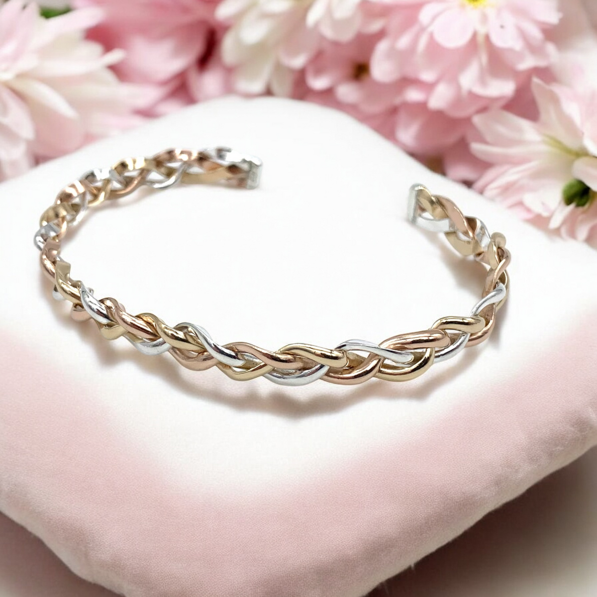 Tri Color Twist Cuff by Sausalito Precious Metals Inc.