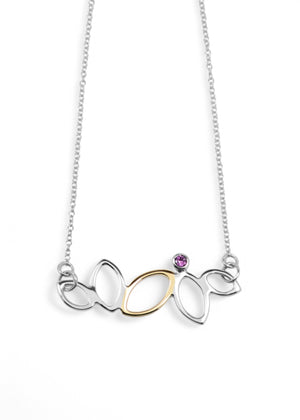 Falling Leaves Necklace with Rhodolite Garnet by Stephanie Robinson