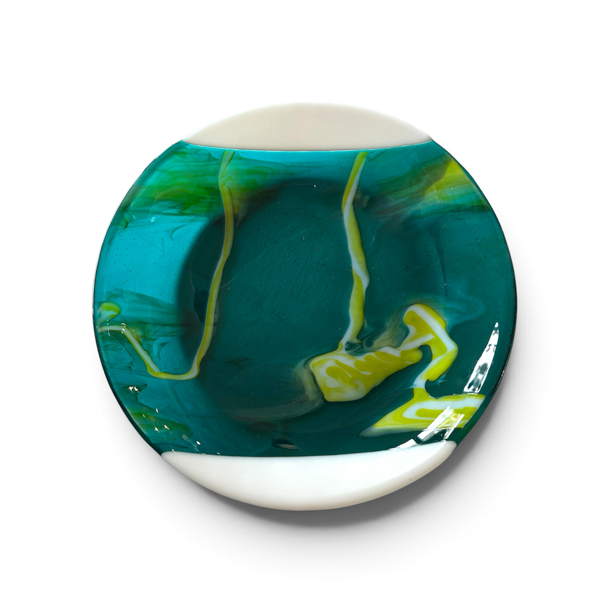 Teal Circle Serving Bowl by Sherri Feld