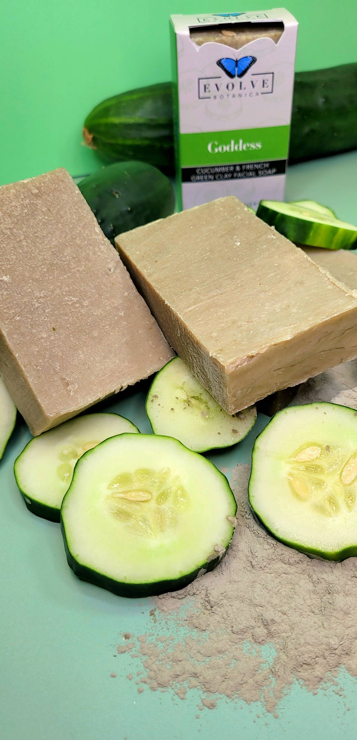 Natural Bar Soap - Goddess Cucumber & Green Clay Facial Soap by Evolve Botanica