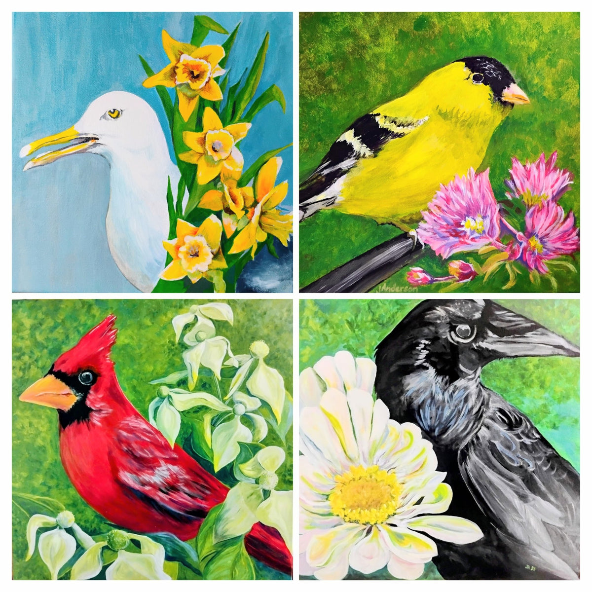Pack of Bird + Flower CardsAC by Joyce Maura Anderson